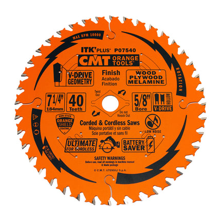 CMT ITK Plus 7 1/4" X 40 Tooth Circular Saw Blade
