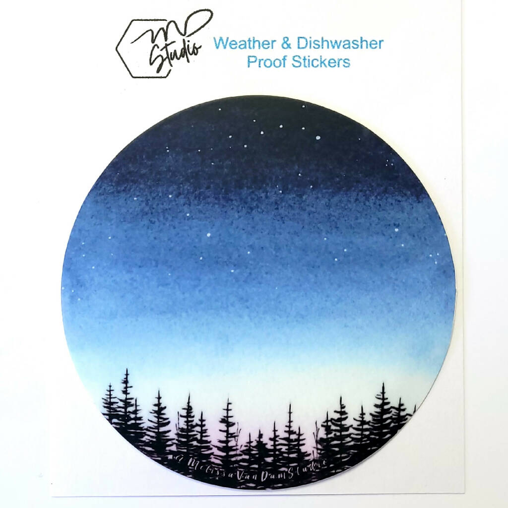 "Morning View" Circle Sticker 75mm Weather + Dishwasher Safe