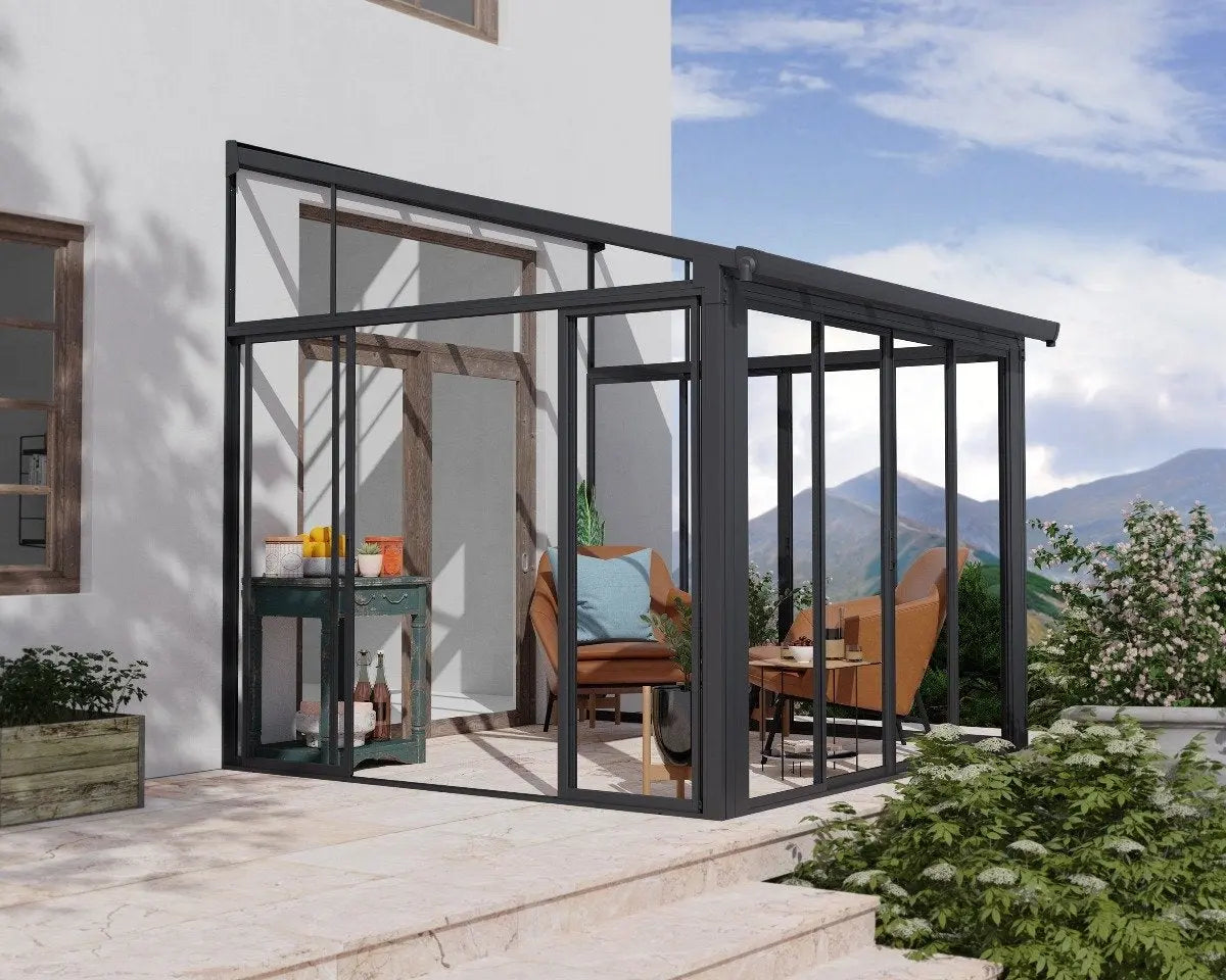 SanRemo™ 10 ft. x 10 ft. Solarium Patio Enclosure Grey Frame Translucent Roof | Palram-Canopia