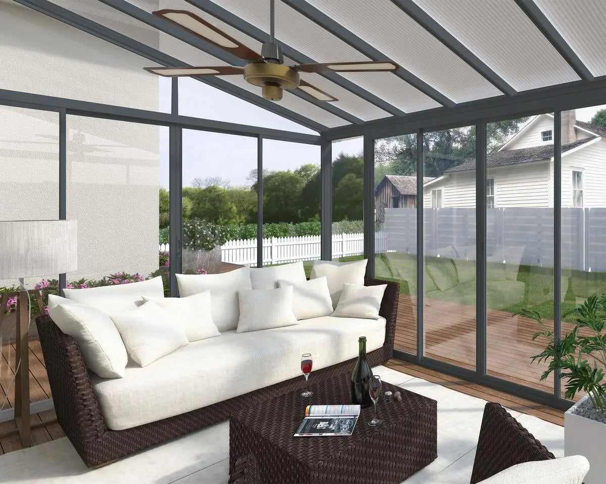 SanRemo™ 10 ft. x 10 ft. Solarium Patio Enclosure Grey Frame Translucent Roof | Palram-Canopia