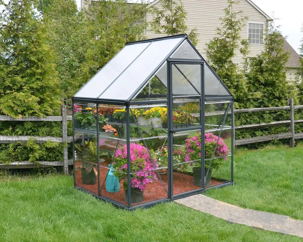 Hybrid™ 6 ft. x 4 ft. Greenhouse Clear & Twin Wall Grey Frame | Palram-Canopia