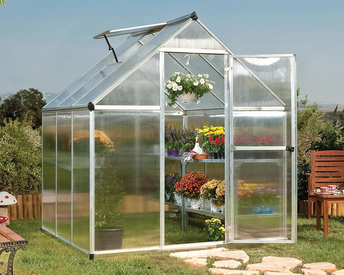 Mythos® 6 ft. x 6 ft. Greenhouse Twin Wall Silver | Palram-Canopia