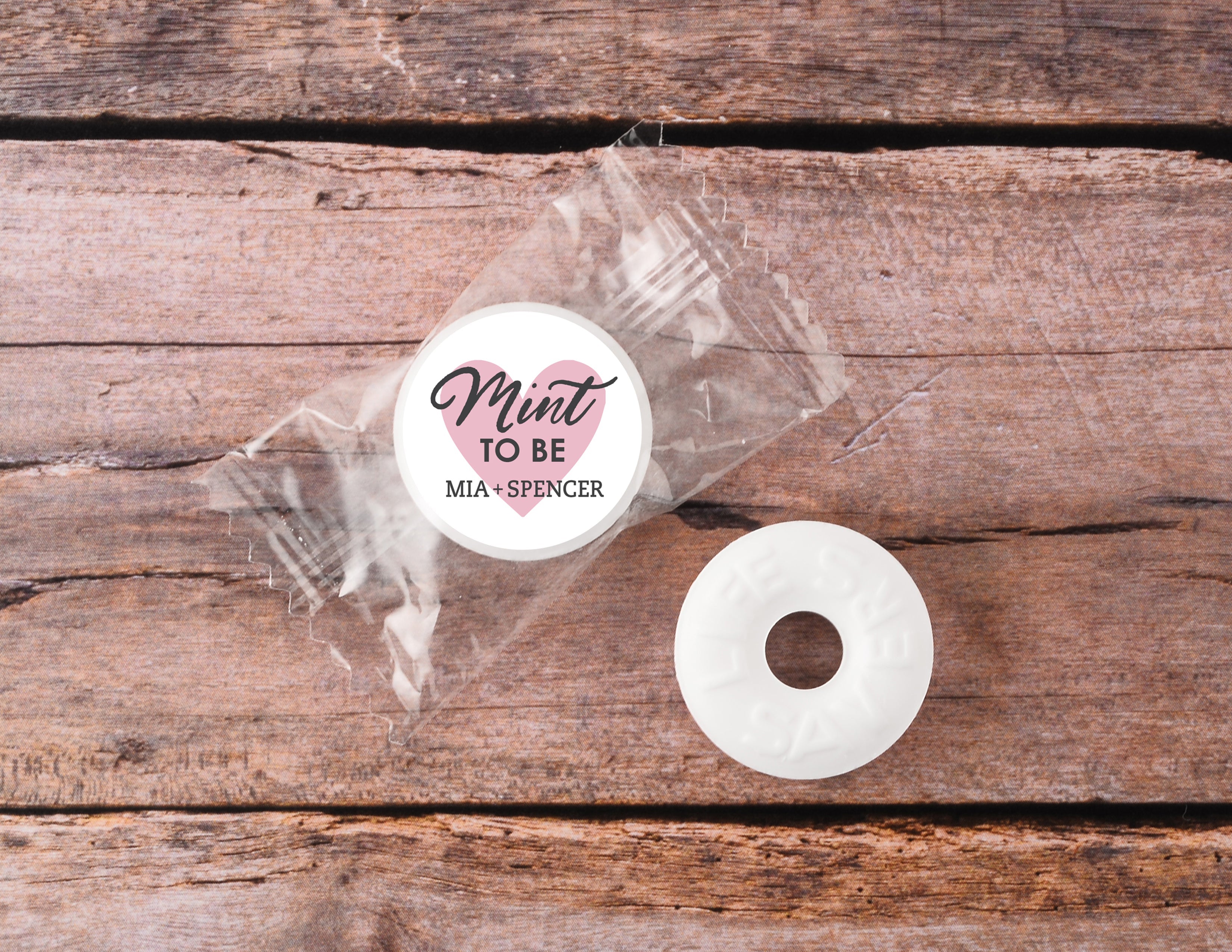 108 Personalized Lifesaver Mint Stickers | Mint To Be Favours | Pink Heart
