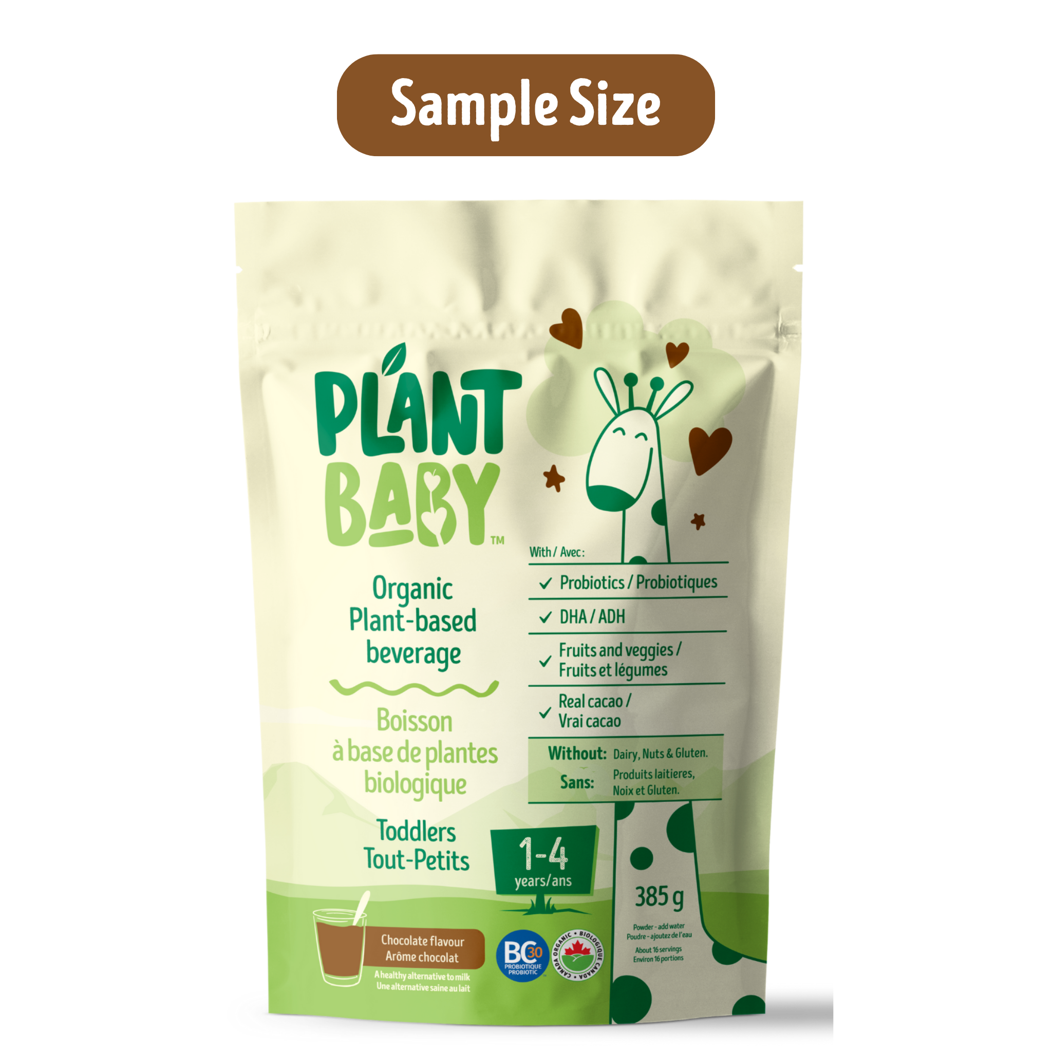 SAMPLE SIZE - Plant Baby Chocolate - Healthy Chocolate Milk Alternative For Toddlers - Powder - Pouch With 72g