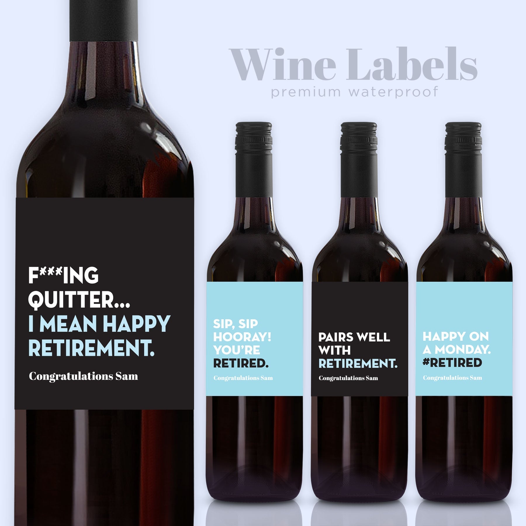 Retirement Wine Labels | 4 Design Options