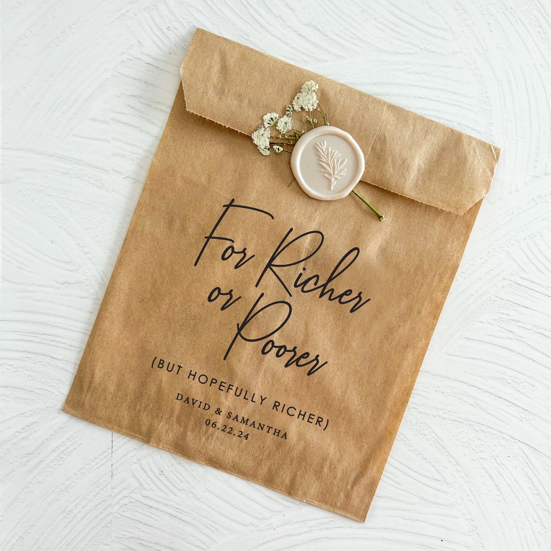 For Richer or Poorer | Lotto Ticket Favour Bags + Wax Seals