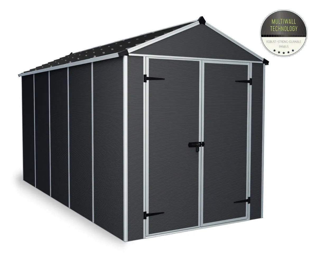 Rubicon™ ~6 ft. x 12 ft. Grey Storage Shed  | Palram-Canopia