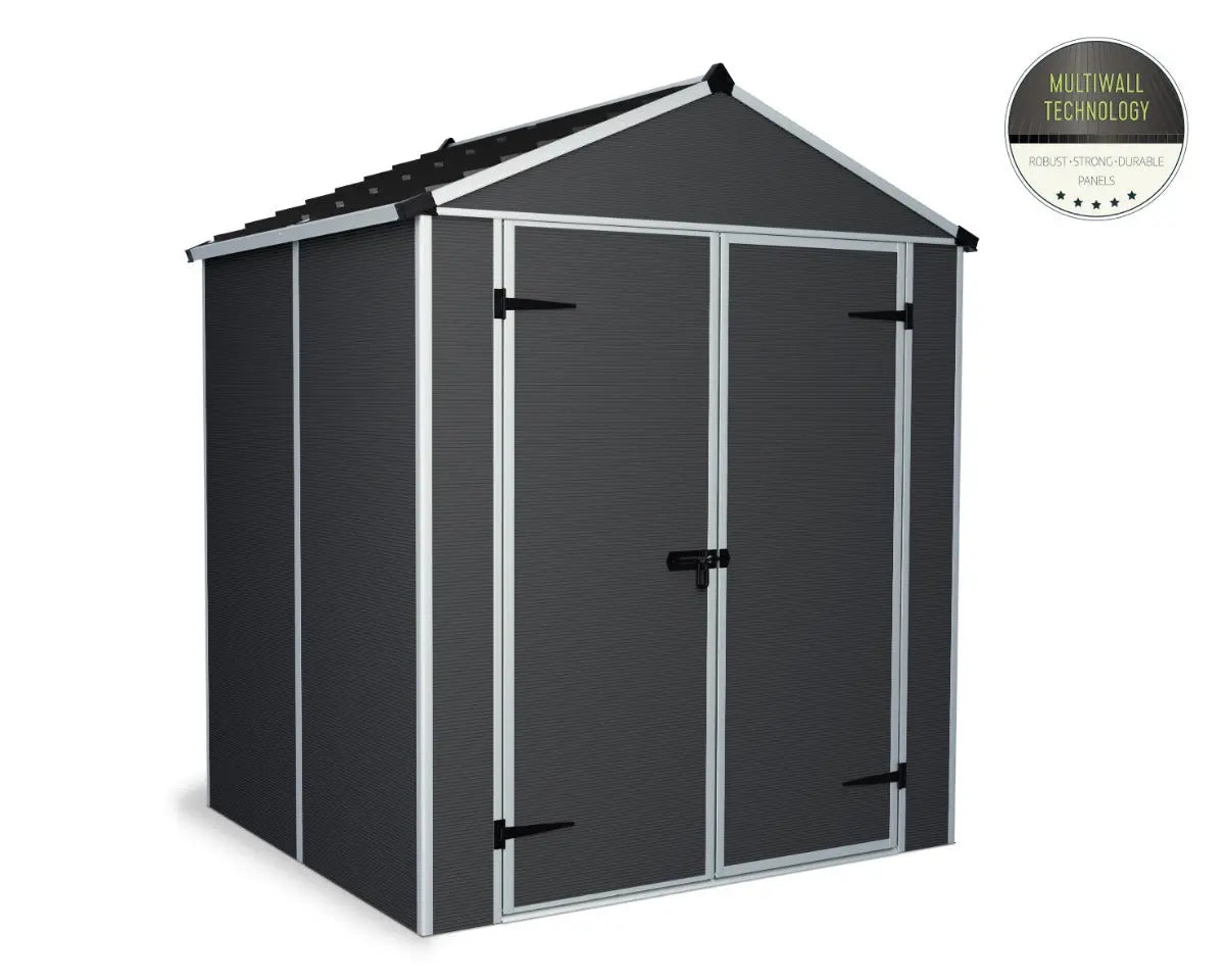 Rubicon™ ~6 ft. x 5 ft. Grey Storage Shed | Palram-Canopia