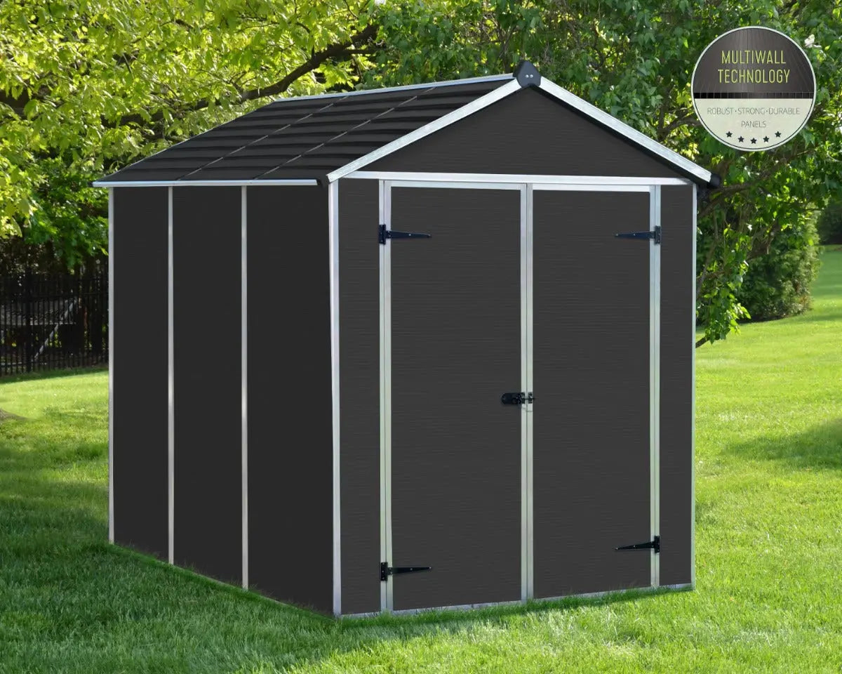 Rubicon™ ~6 ft. x 8 ft. Grey Storage Shed | Palram-Canopia