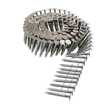 15Deg. Wire Coil, Full Round Head, Ring-Shank Roofing Nail — 1-1/2" Type 304 (Qty: 7200)