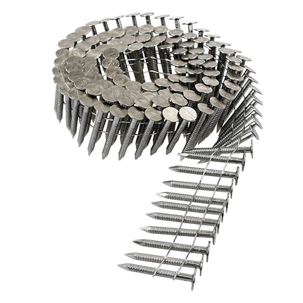 15Deg. Wire Coil, Full Round Head, Ring-Shank Decking/Framing Nail — 3" x 0.12" Type 304 (Qty: 1800)