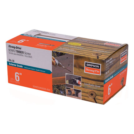 Strong-Drive SDWS Timber Screw (Exterior Grade) — 0.220" x 6" T40 (Qty: 50)