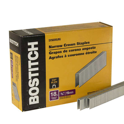Bostitch 5/8" Leg 18-Gauge 7/32" Narrow Crown Finish Staples (Qty: 5000)