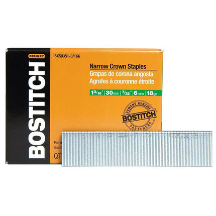 Bostitch 1-3/16" By 18 Gauge By 7/32" Crown Finish Staples (Qty: 3000)