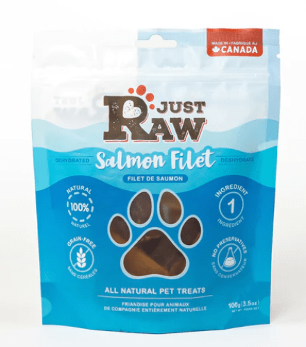 JUST RAW DEHY SALMON JERKY 100G - Just Simcoe