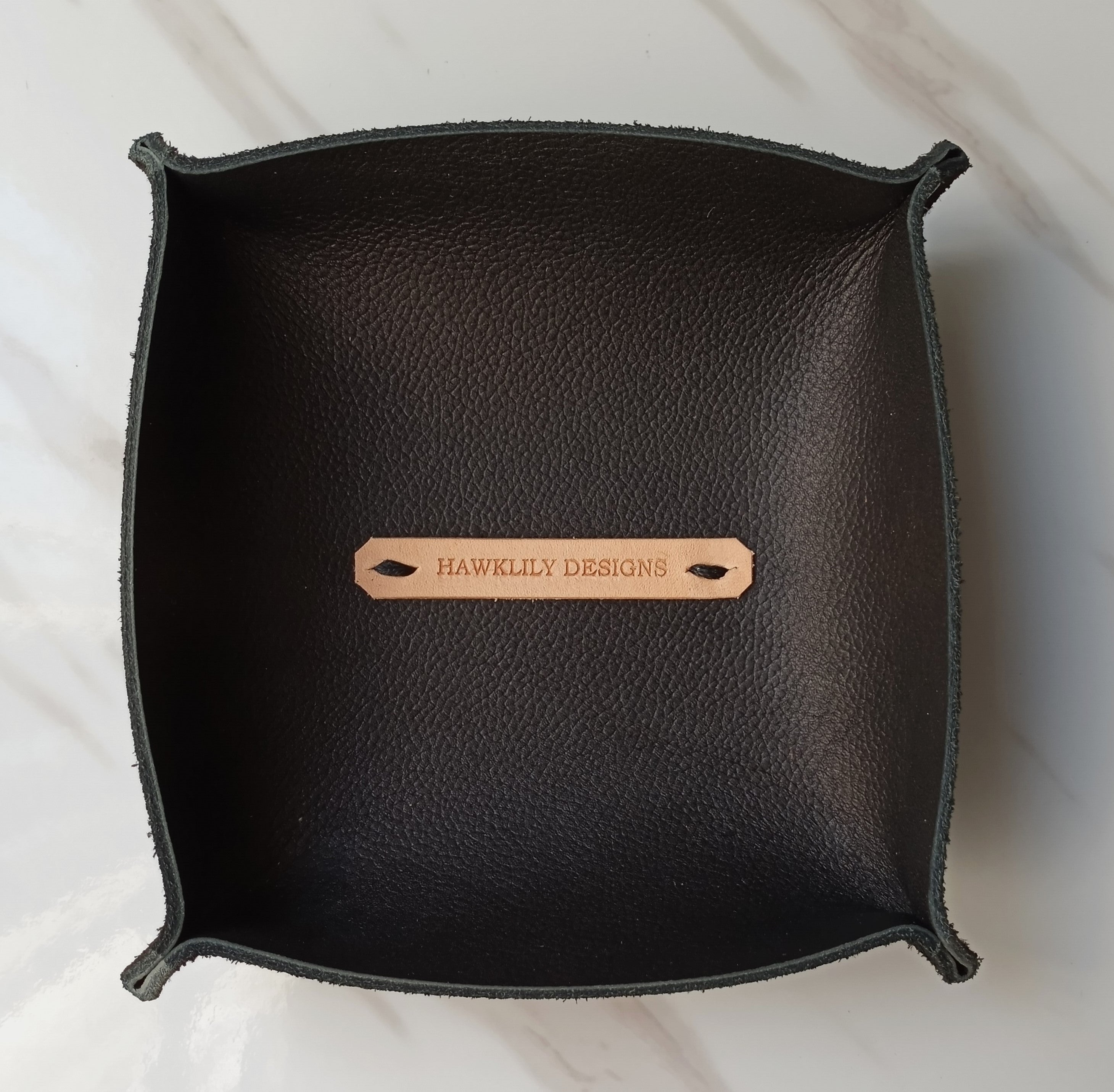 Small Black Leather Valet Tray