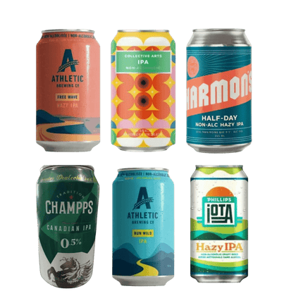 IPA Sober Sampler: Mixed Variety 6 Pack (Non - Alcoholic) Beer Short Cans - Just Simcoe