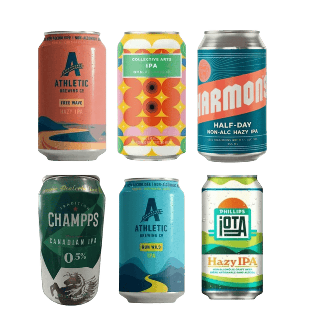 IPA Sober Sampler: Mixed Variety 6 Pack (Non - Alcoholic) Beer Short Cans - Just Simcoe