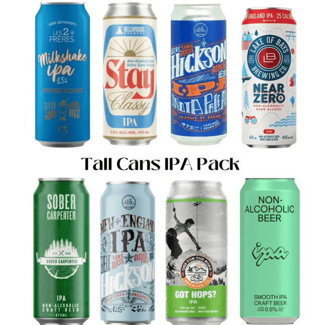 IPA Sober Sampler: Mixed Variety Pack Non - Alcoholic Beer Tall Cans - Just Simcoe