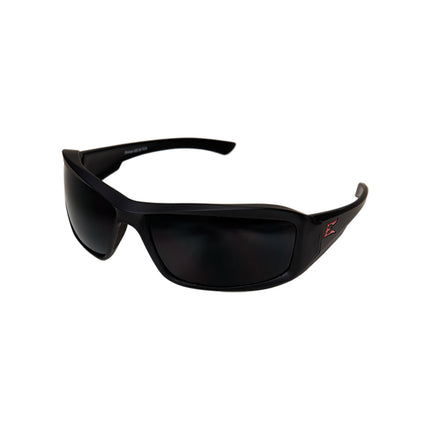 Edge Brazeau Torque Matte Black Frame With Red E Logo Polarized Smoke Lens Safety Glasses