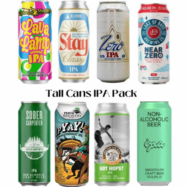 Sober Sips Sampler: Non-Alcoholic IPA Tall Cans Mixed Pack