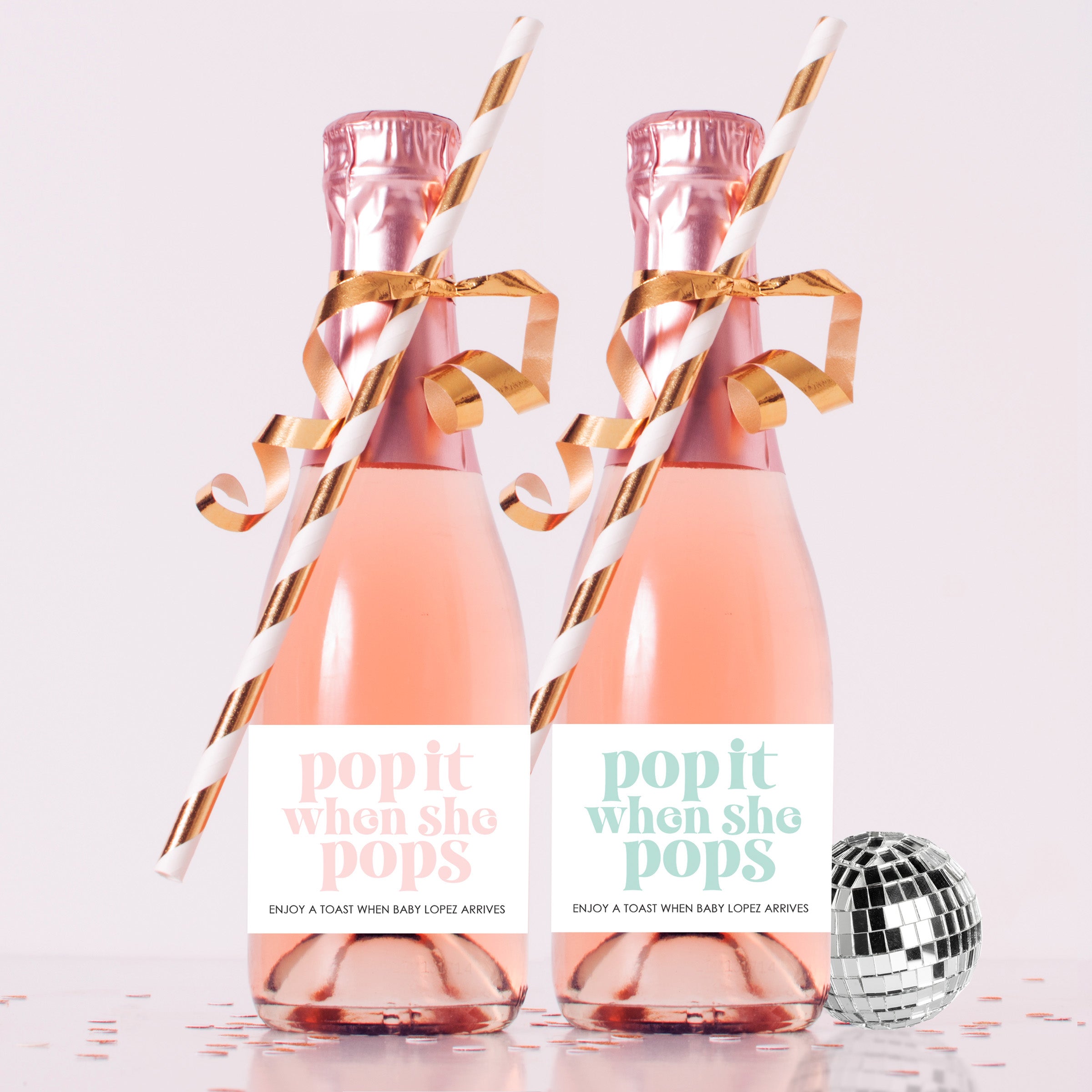 Pop It When She Pops | Mini Champagne Labels