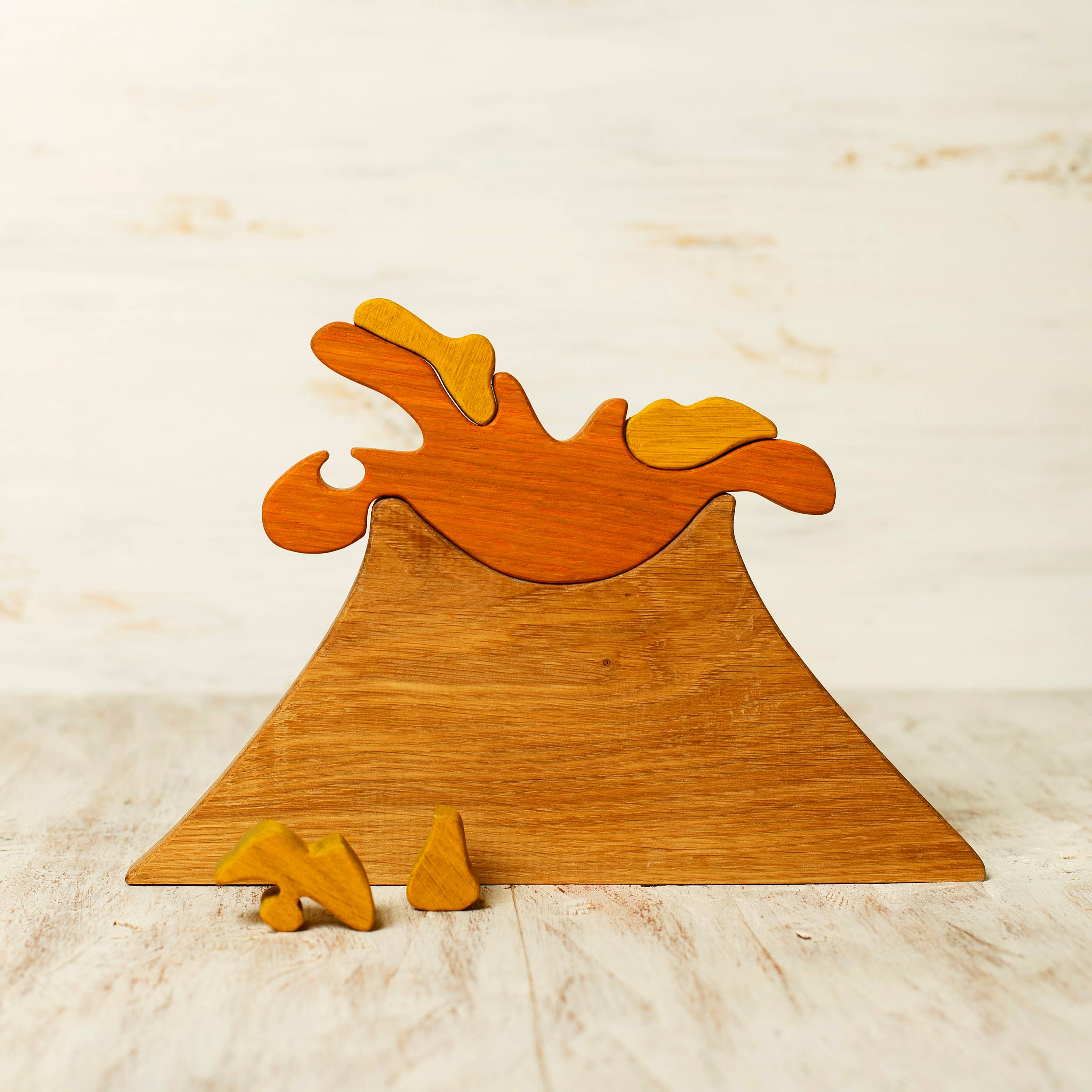 Volcano Wooden Puzzle toy Dinosaurs Playset