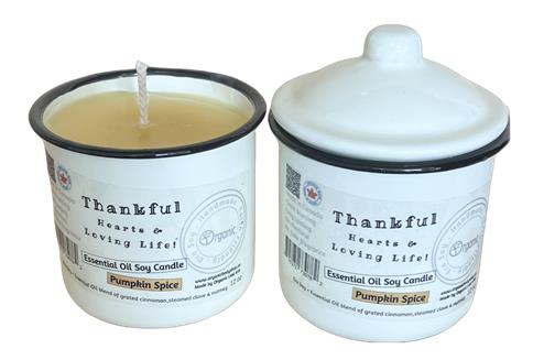 Pumpkin Spice Candle. Enamel farmhouse re - usable jar. - Just Simcoe