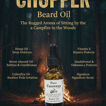 Chopper Beard Oil-aroma of camping by the fire in the woods.