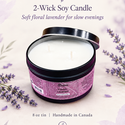 Calm Lavender Soy Candle | 2-Wick, 8 oz Tin