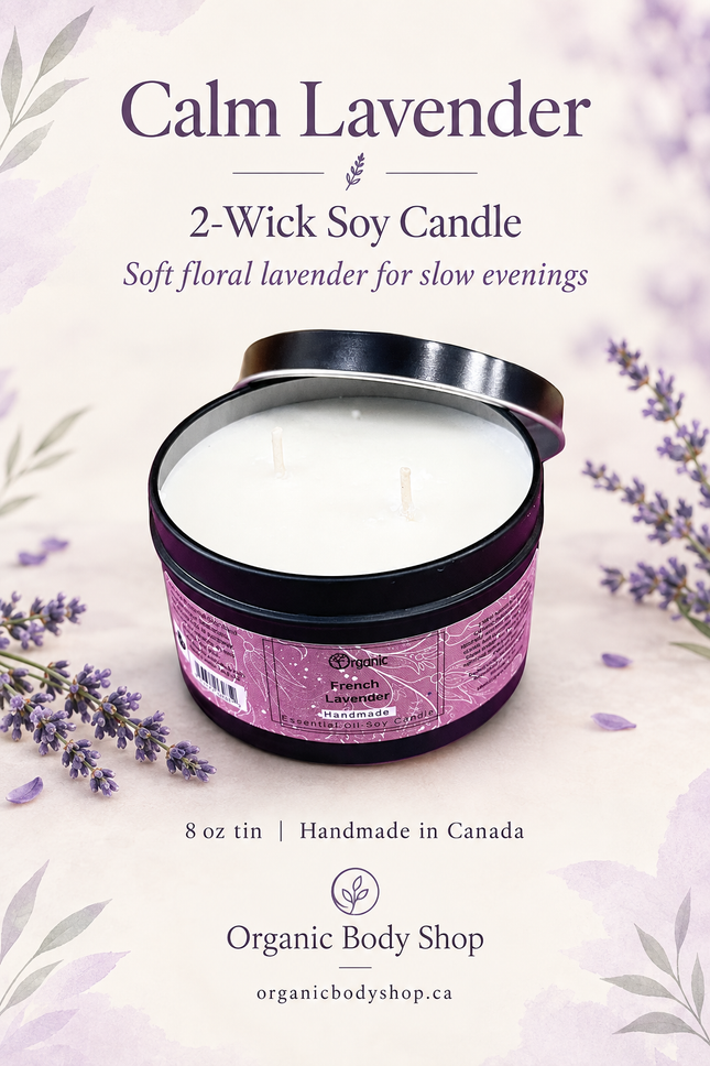 Calm Lavender Soy Candle | 2-Wick, 8 oz Tin