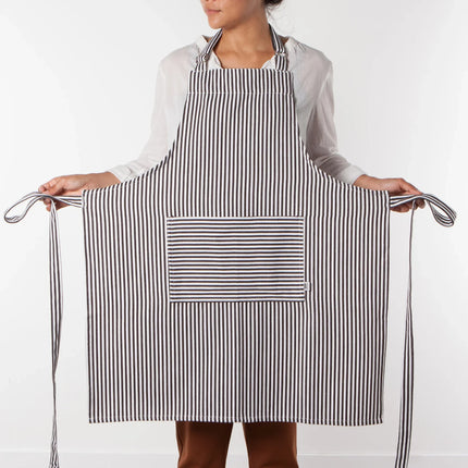Black Narrow Stripe Chef Apron