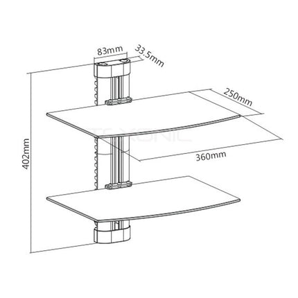 TEXONIC 2 tier AV Wall Mount Shelving System - Free Shipping Canada Wide | include Cable Management - TEXONIC AV Inc