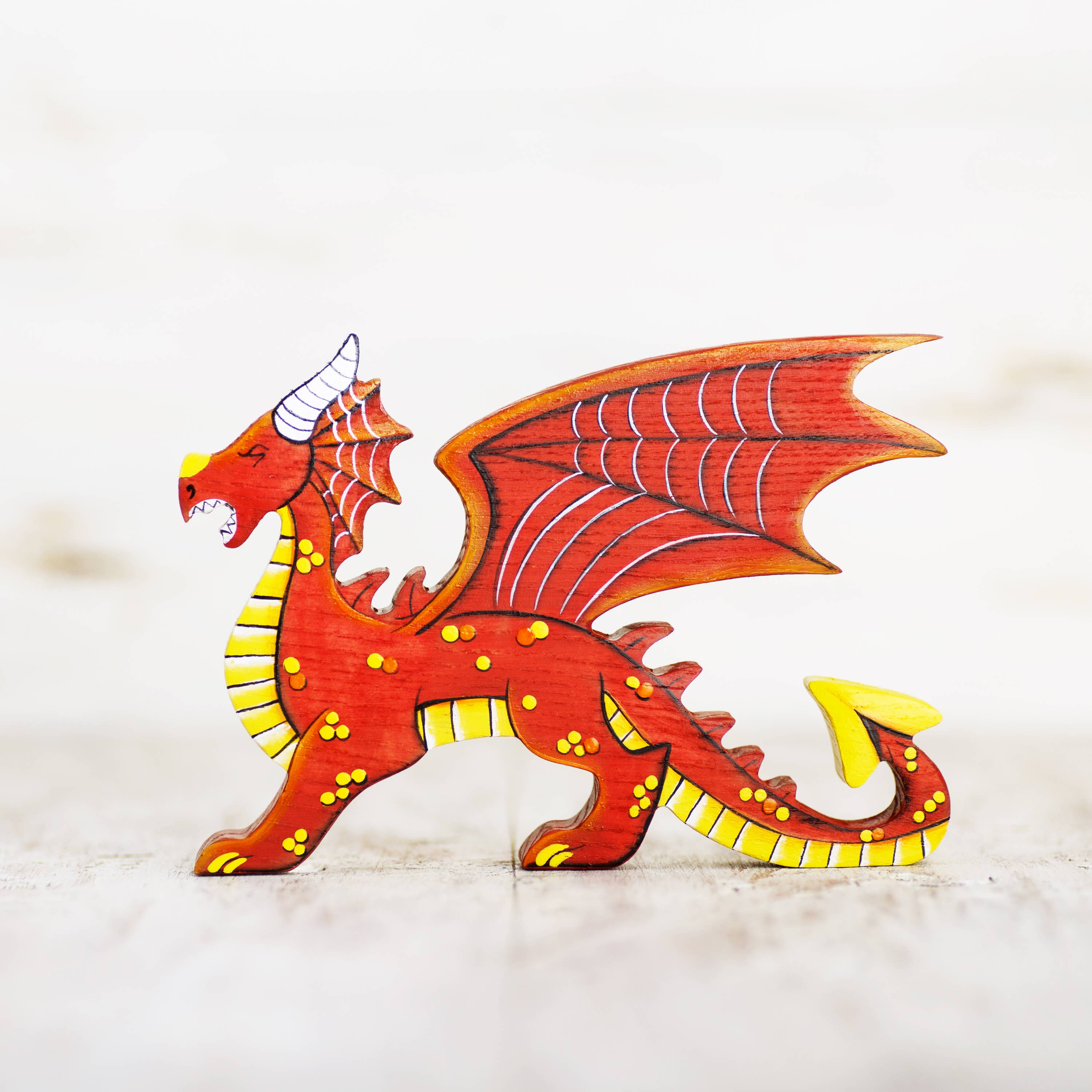 Wooden Dragon figurine Fairy creature Red dragon toy