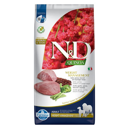 Farmina N&D Quinoa Weight Management Medium & Maxi Dog Food - Lamb