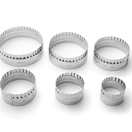 Plain and Crinkled Circle Cookie Cutter Set, 6-Piece