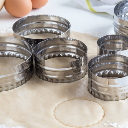 Plain and Crinkled Circle Cookie Cutter Set, 6-Piece
