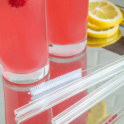 Set of 4 Glass Straws with Brush