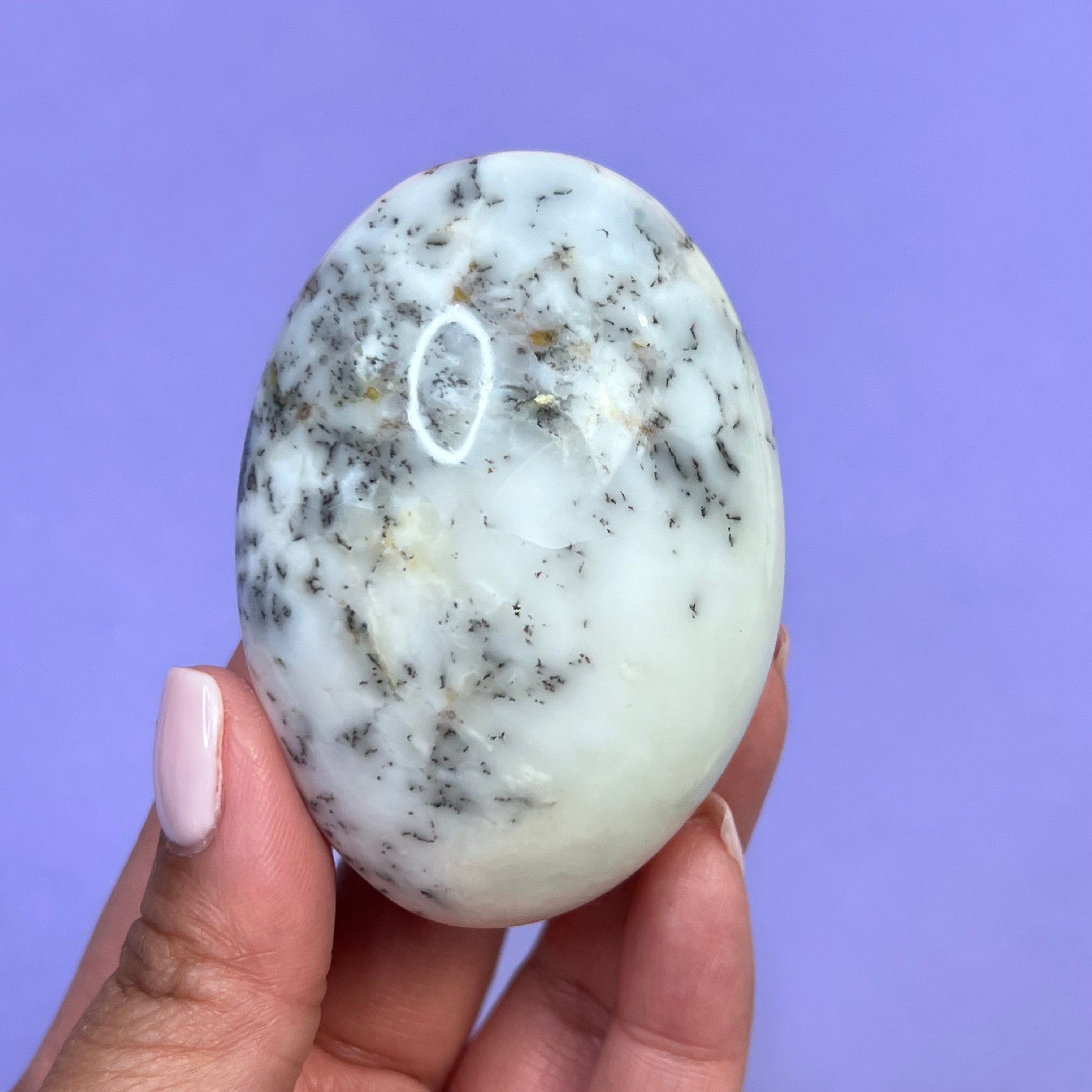 Dendritic White Opal Palm Stone | 1