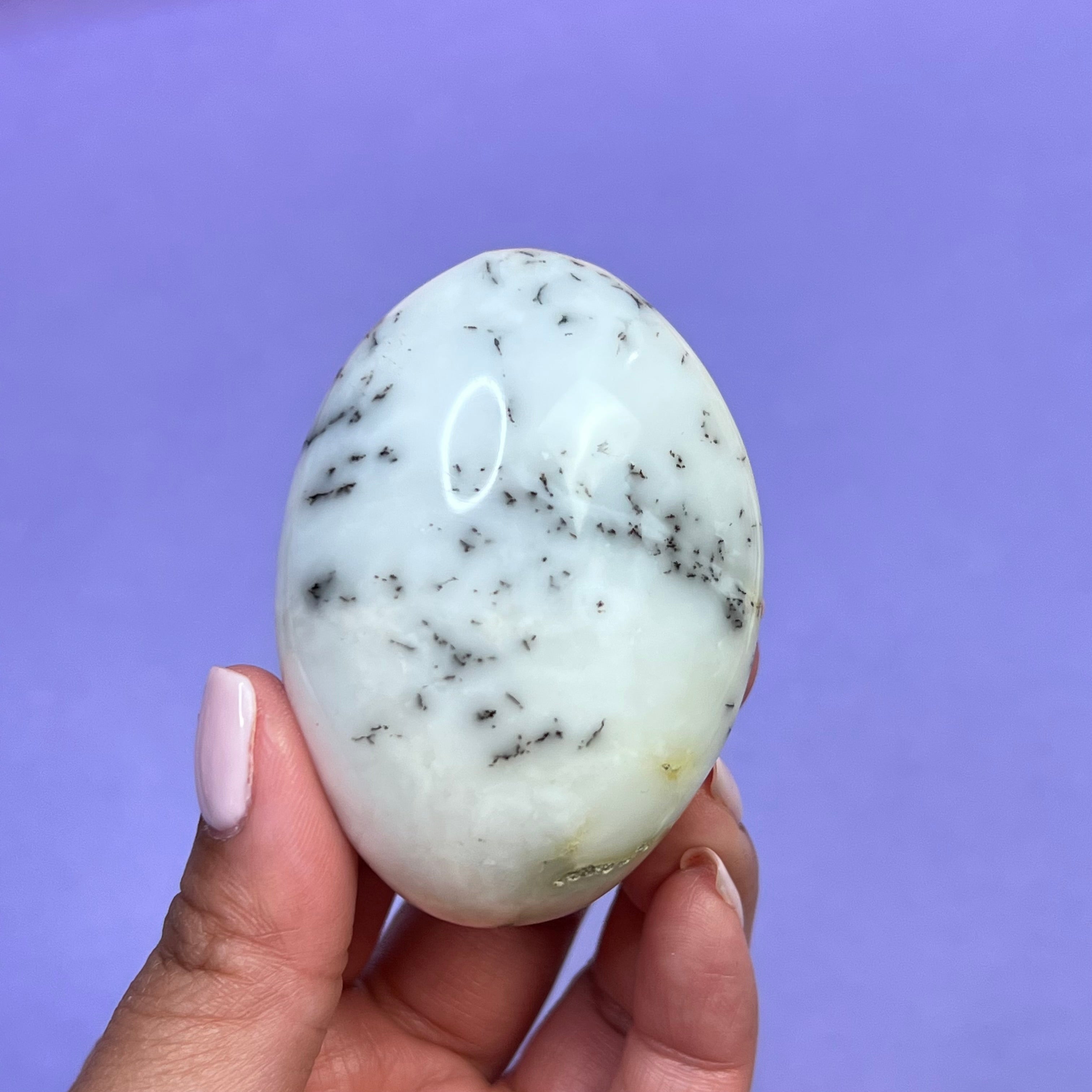 Dendritic White Opal Palm Stone | 2