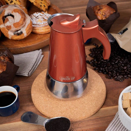 Stainless Steel Stovetop Espresso Maker- 6 Cup Copper Colour