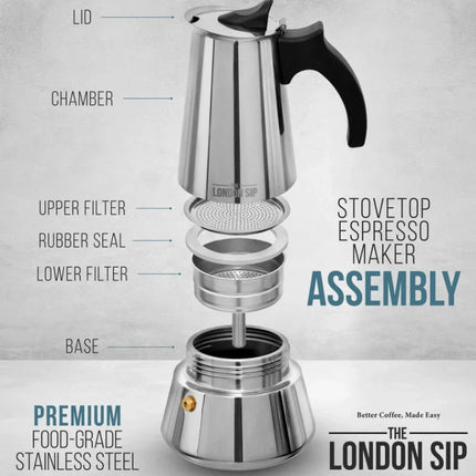 Stainless Steel Stovetop Espresso Maker- 6 Cup Copper Colour
