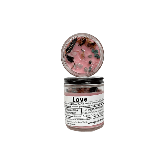 Love Crystal Candle. Charm+Wood wick. 246ml - Just Simcoe