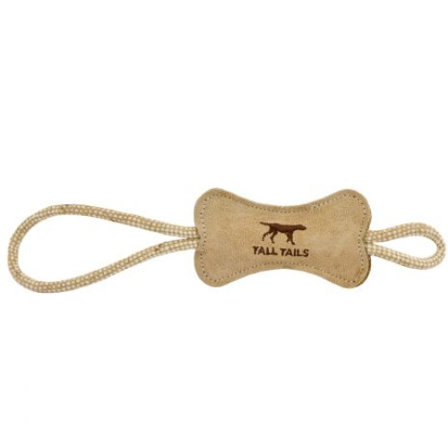 TTAILS LEATHER BONE TUG NATURAL 12"