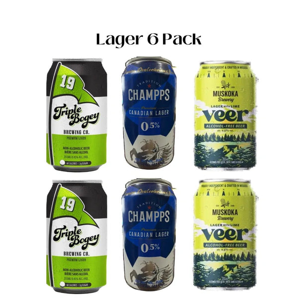 Lager Sober Sampler:  Mixed Variety Non-Alcoholic Beer 6 Pack