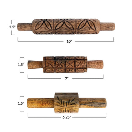 Mango Wood patterned Rolling Pins - Just Simcoe