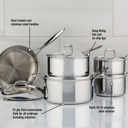 Meyer SuperSteel Tri-Ply Clad Stainless Steel 10pc- Made in Canada