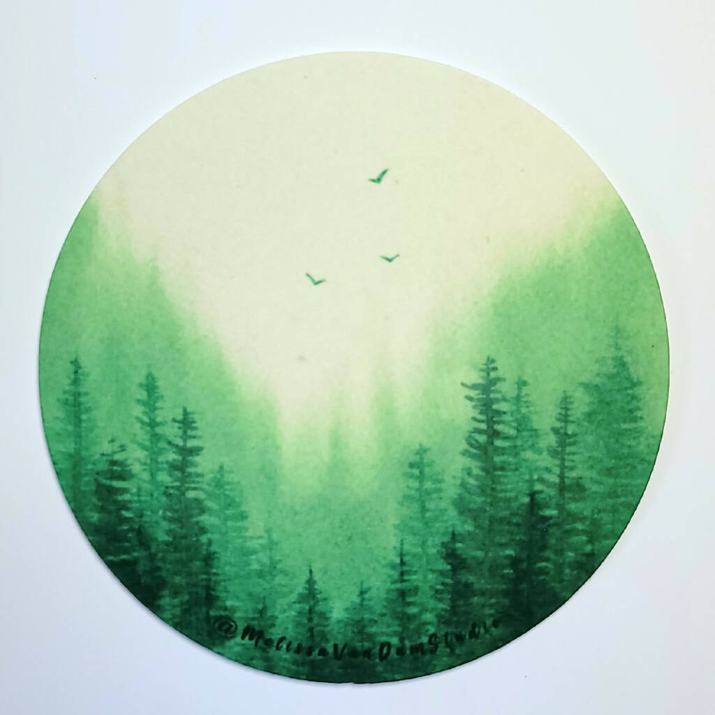 "Misty Pines" Set of 4 Water Resistant Bar Coasters