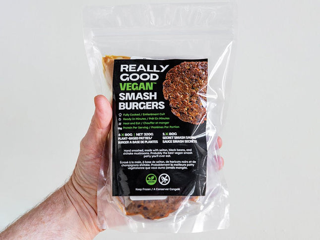 Really Good Vegan Smash Burger Patty 4 Pack - Just Simcoe