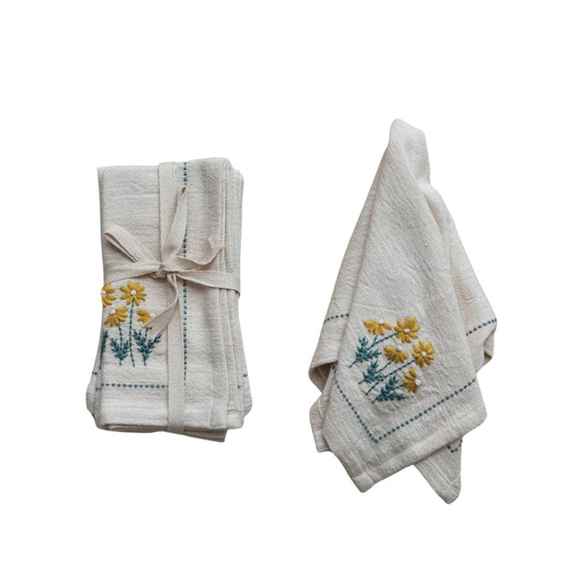 Cotton Napkins with Hand - Embroidery - Just Simcoe